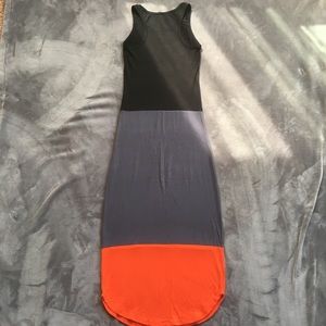 Tri-color long tank dress